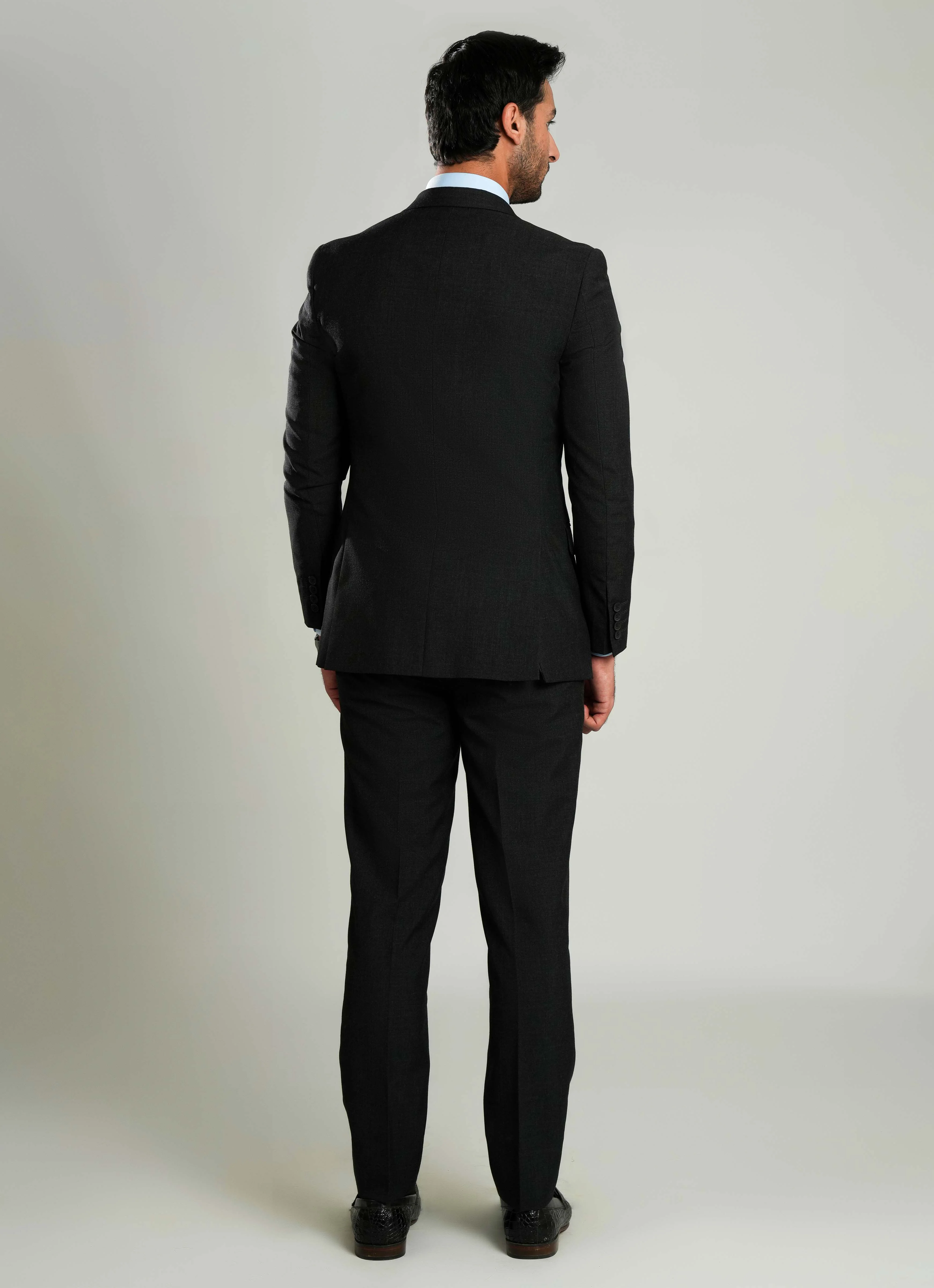 Grey Plain 3 Piece Suit - Tropical Classic Poly Wool - Image 4
