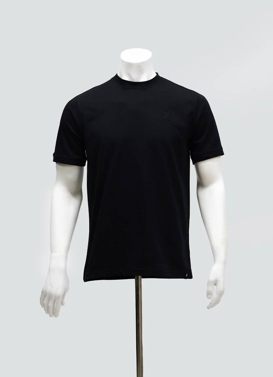 Black Plain 100% Cotton Basic Tee - Image 3