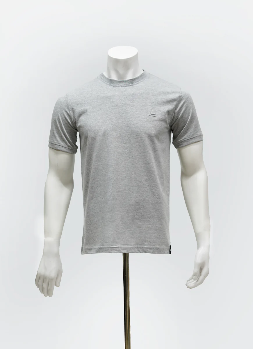 Gray Plain 100% Cotton Basic Tee - Image 3