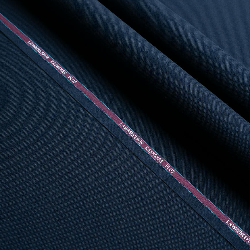 Bird Eye Textured Navy Blue Kashghar Plus Winter Shalwar Kameez Fabric - Image 3