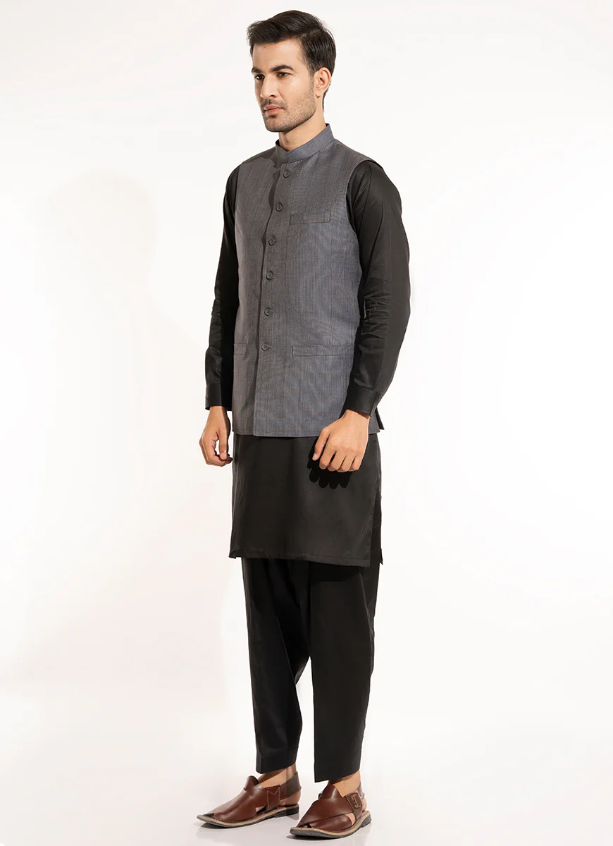 Waist Coat - Linwool Blue Checks - Image 4
