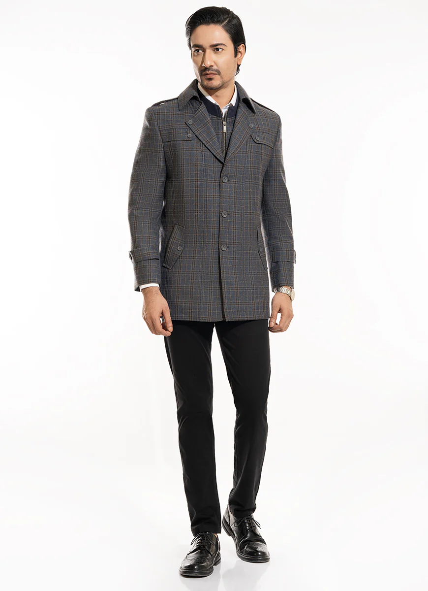 Double Jacket - Worsted Tweed Grey Broad Checks - Image 2