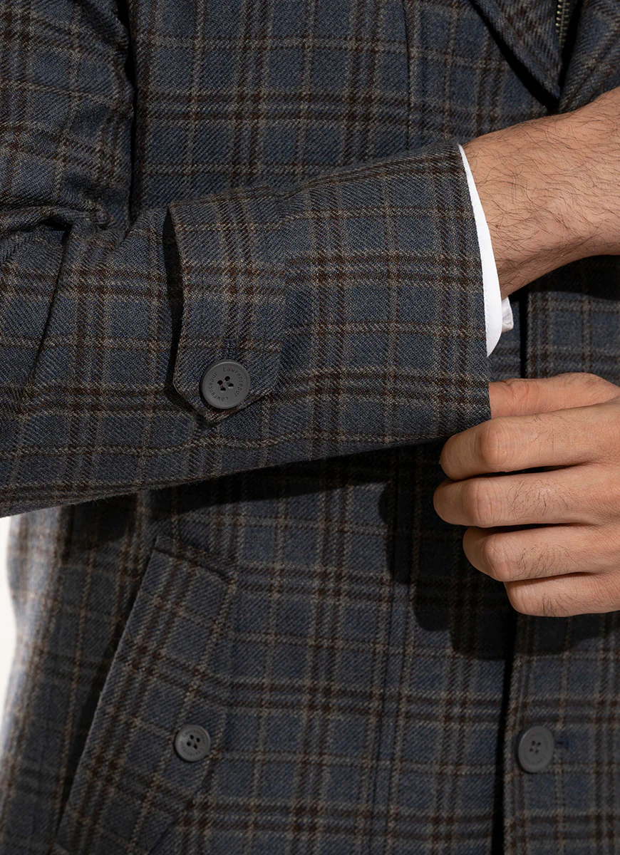 Double Jacket - Worsted Tweed Grey Broad Checks - Image 4