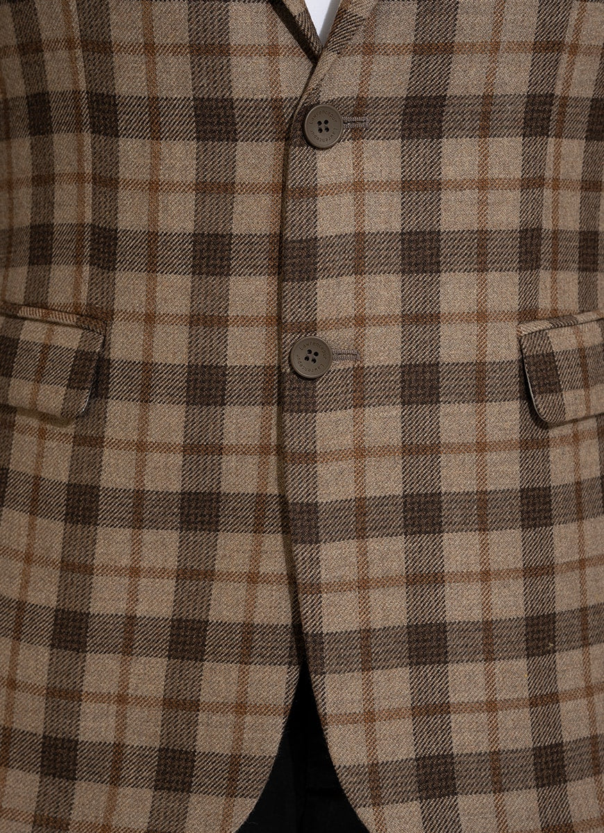 Brown Checks Worsted Tweed Classic Blazer - Image 3