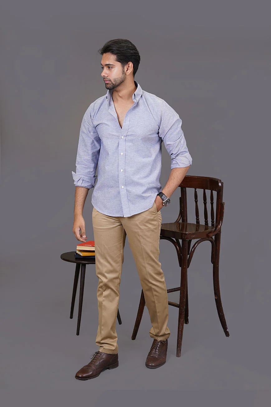 Regular Fit Casual Shirt - Oxford Dark Grey Plain - Image 4