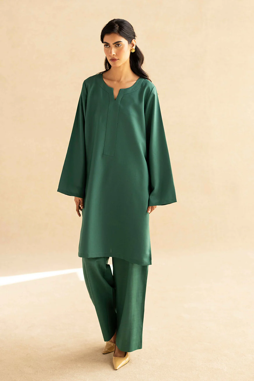Lyla Deep Green Winter Fabric - Unstitched