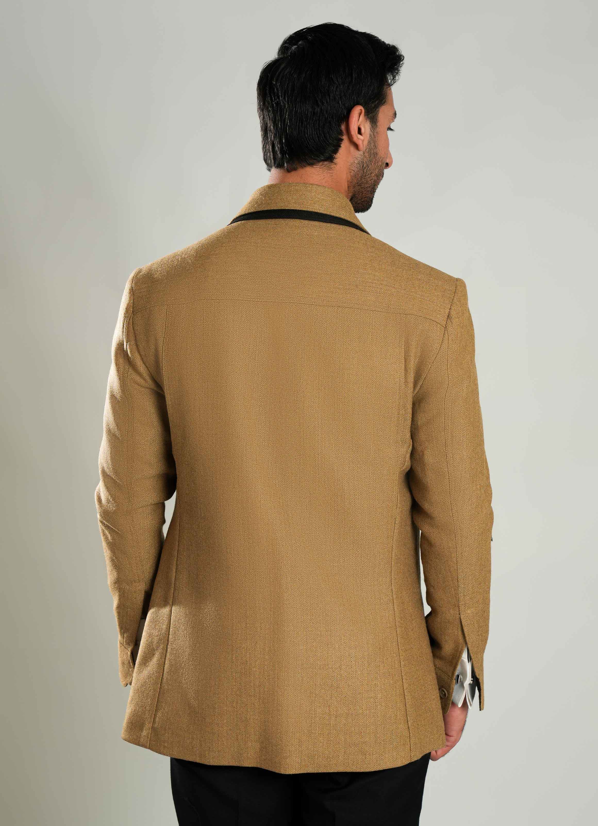 Brown Double Collar Worsted Tweed Jacket - Image 4