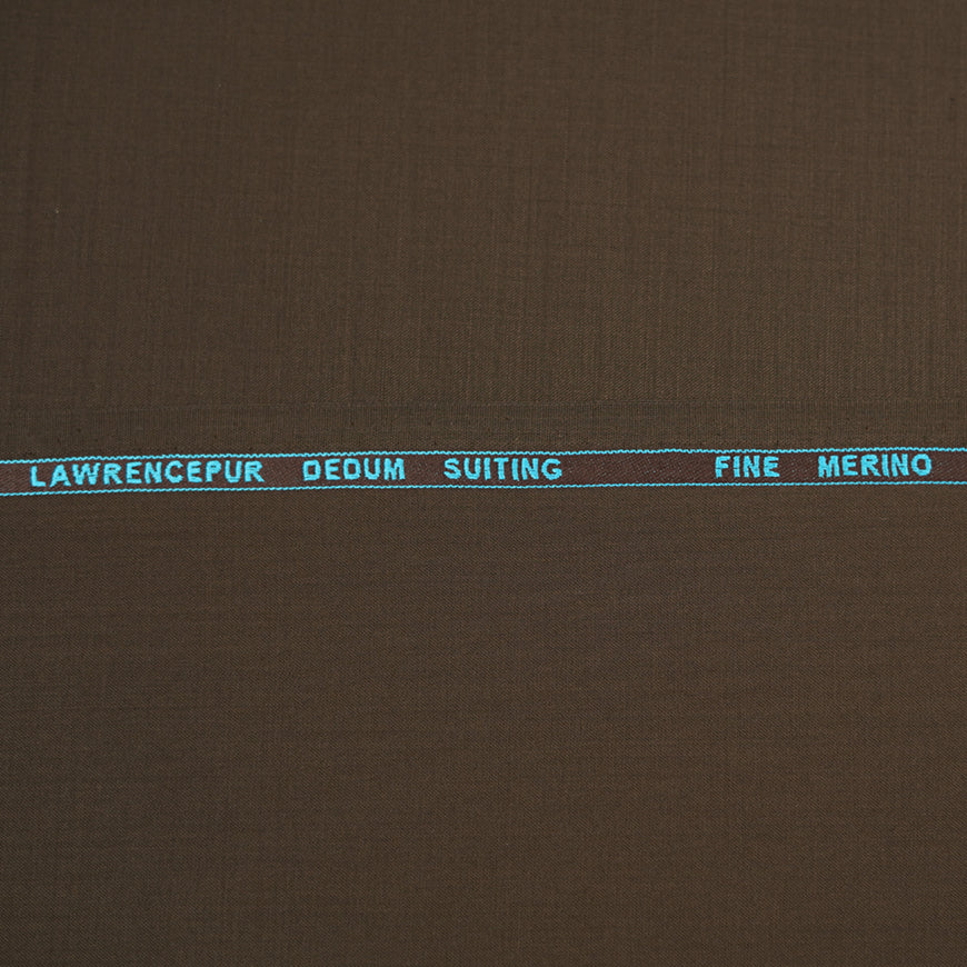 Dark Brown Plain, Merino Wool Blend Dedum Suiting Fabric - Image 3
