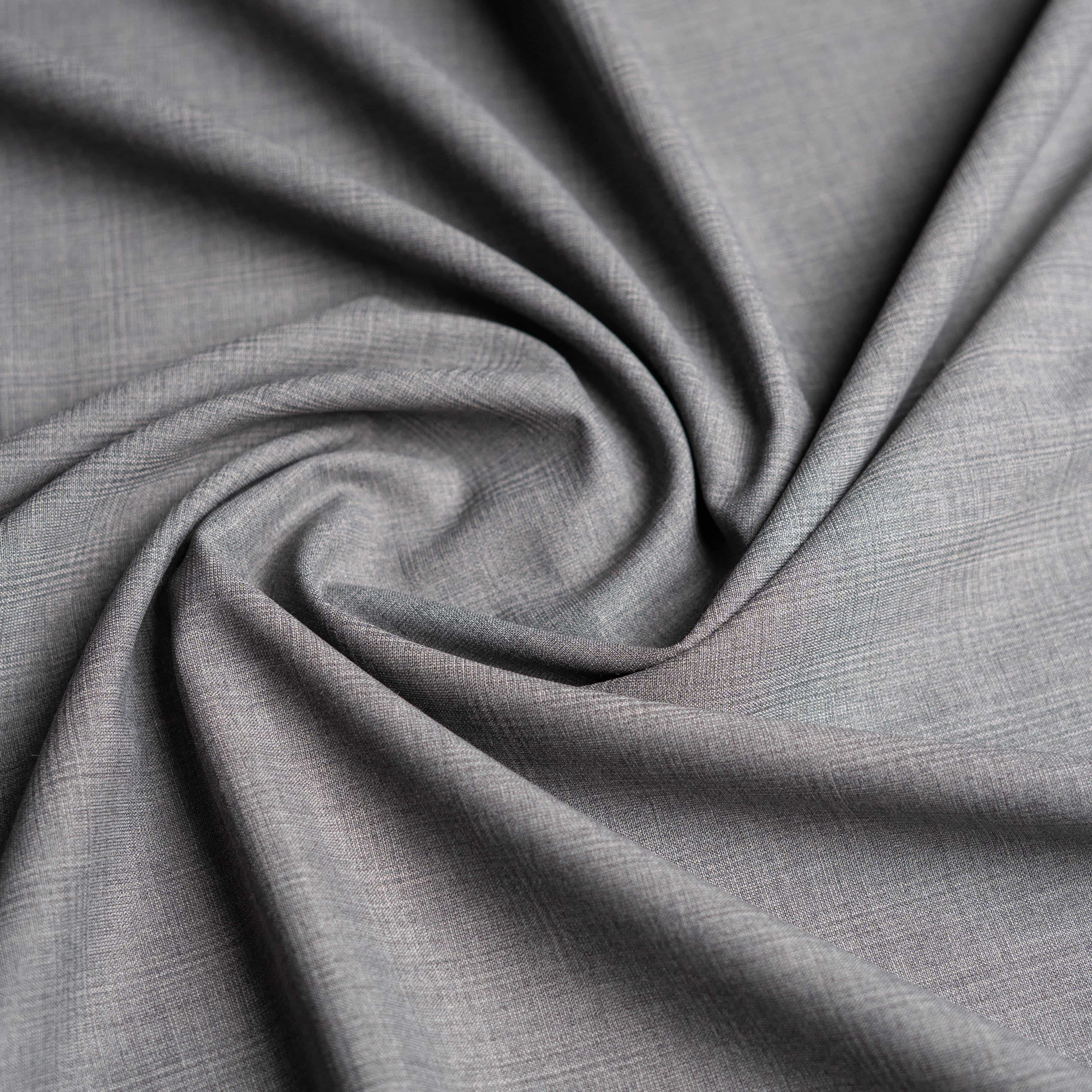 Slate Grey Self Glen Plaid Checks Wool Blend, Featherlight Suiting Fabric - Image 2