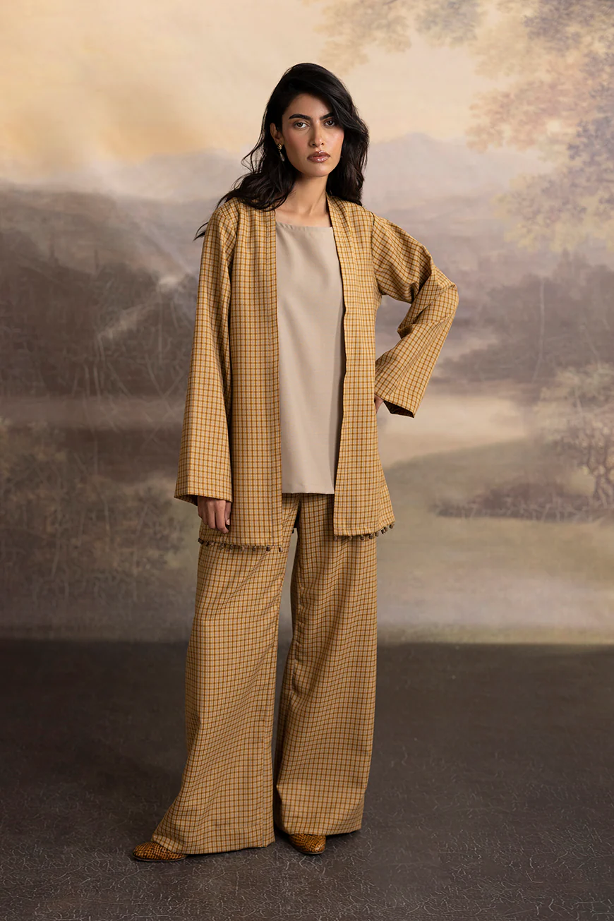 Lyla Mocha Brown Checks Winter Fabric