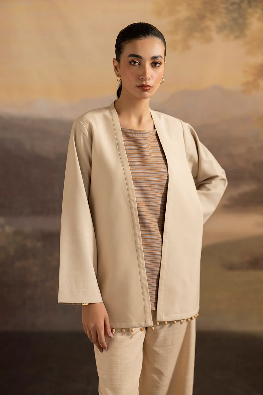 Lyla Light Brown Plain Winter Fabric - Image 2