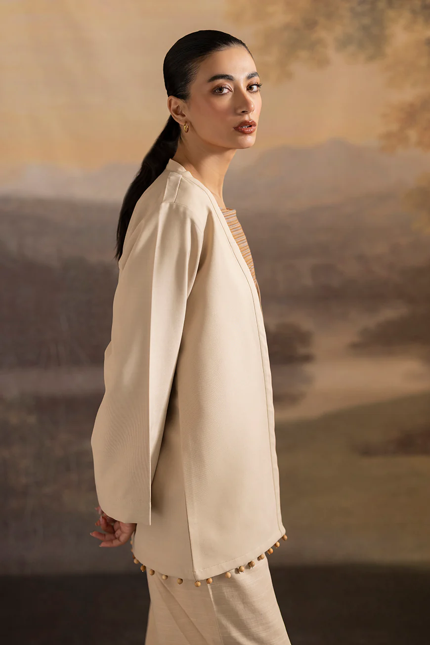 Lyla Light Brown Plain Winter Fabric - Image 3