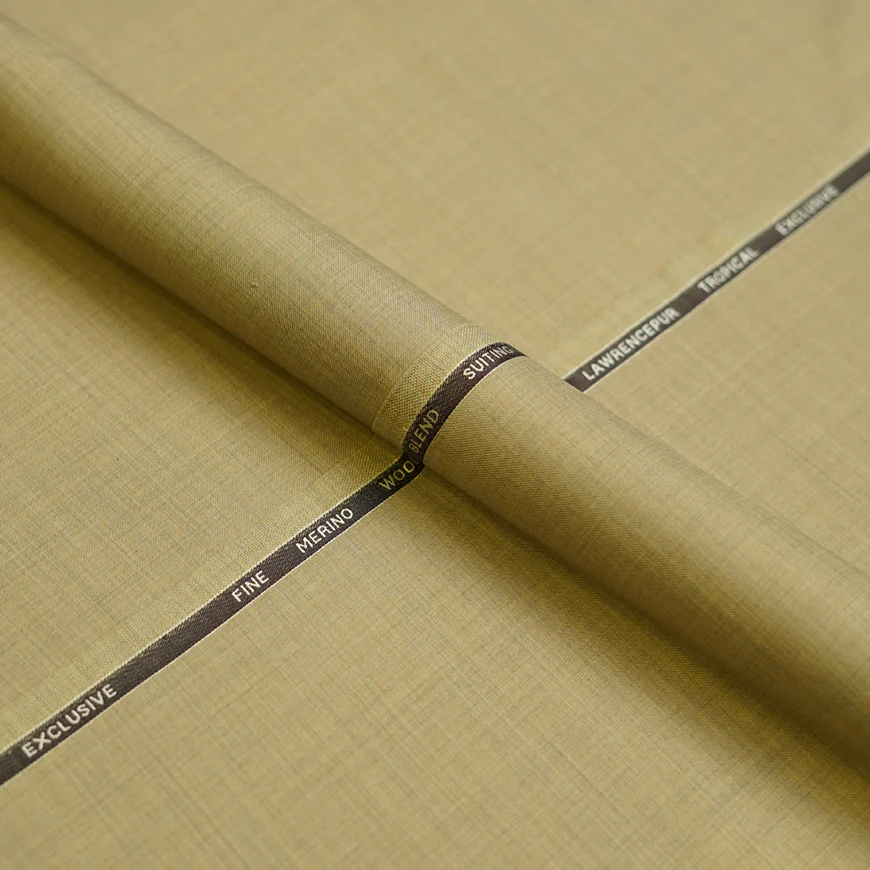 Beige Plain Wool Blend, Tropical Exclusive Suiting Fabric