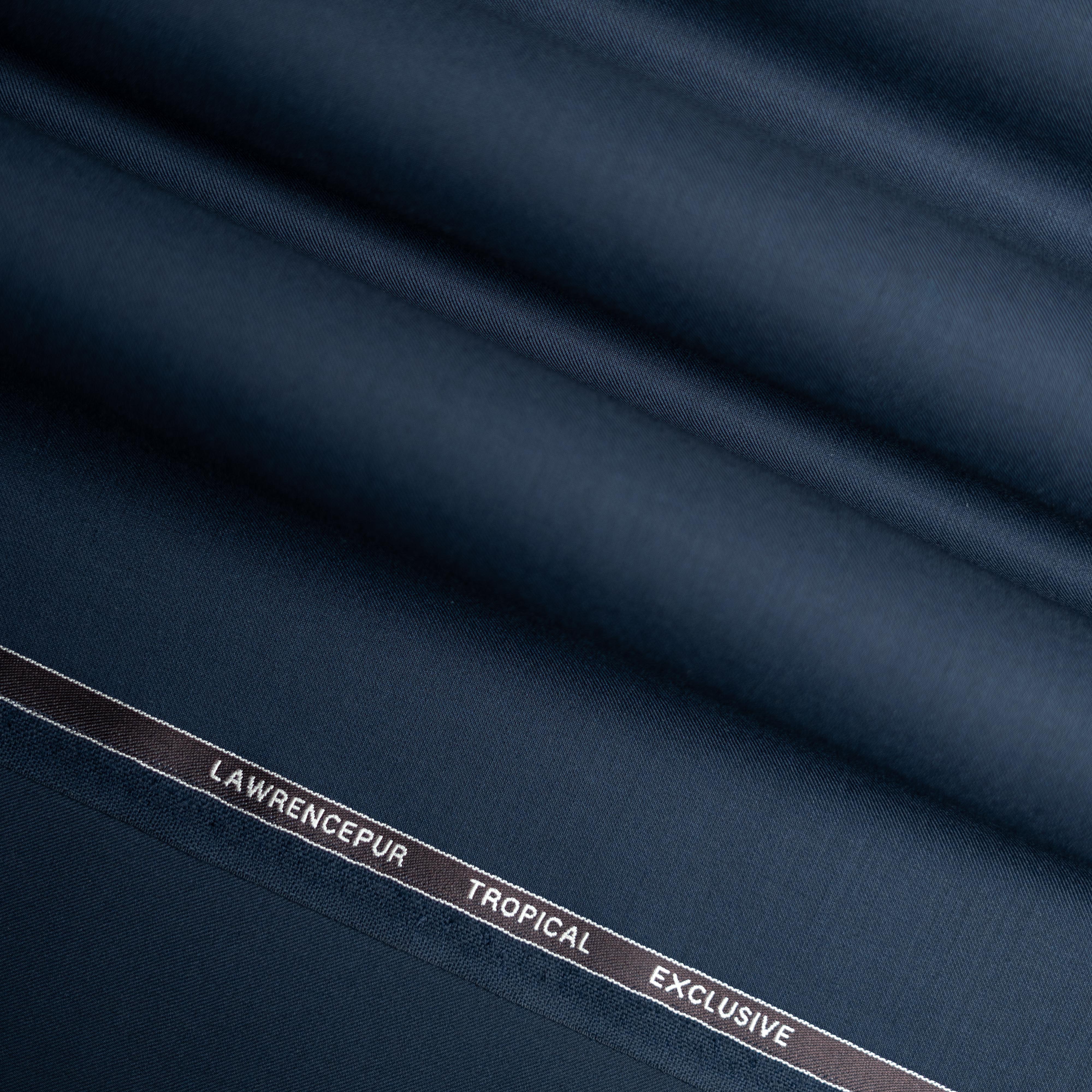Blue Plain , Wool Blend, Tropical Exclusive Suiting Fabric - Image 2