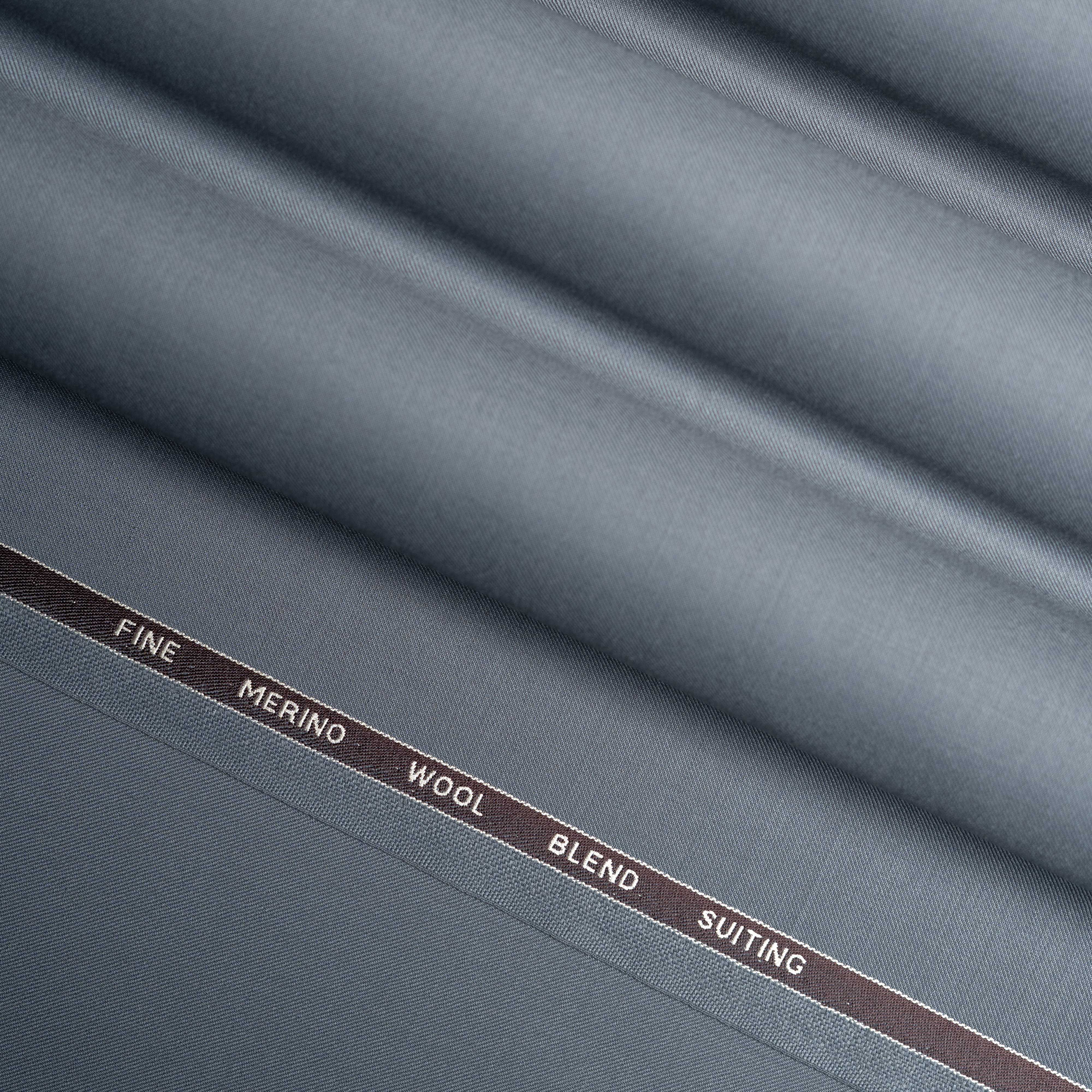 Grey Plain , Wool Blend, Tropical Exclusive Suiting Fabric - Image 2