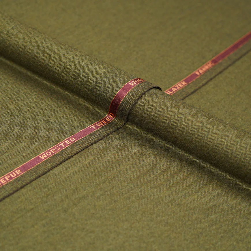 Cedar Herringbone Worsted Tweed Jacketing Fabric