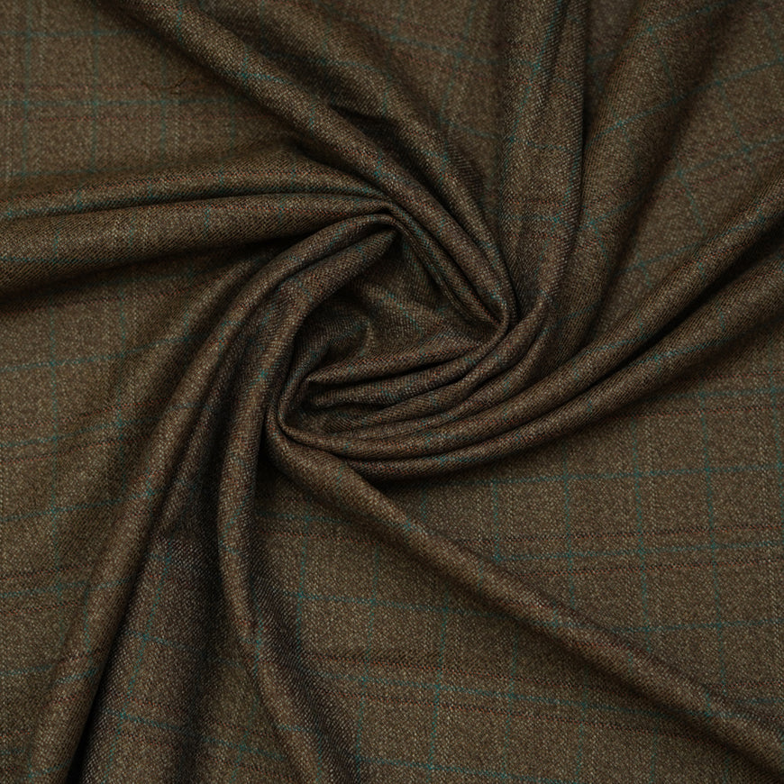 Dark Brown Checks Worsted Tweed Jacketing Fabric - Image 3