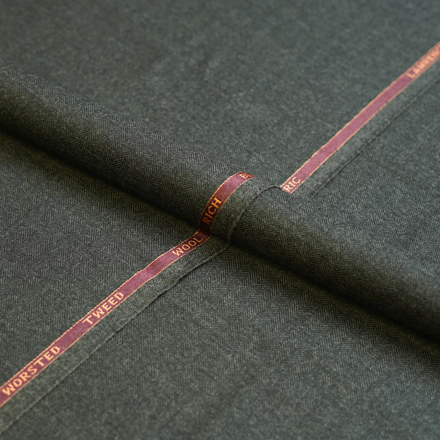 Grey Textured Worsted Tweed Jacketing Fabric