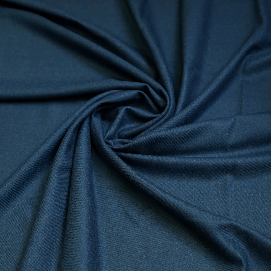 Prussian Blue Plain Worsted Tweed Jacketing Fabric - Image 3