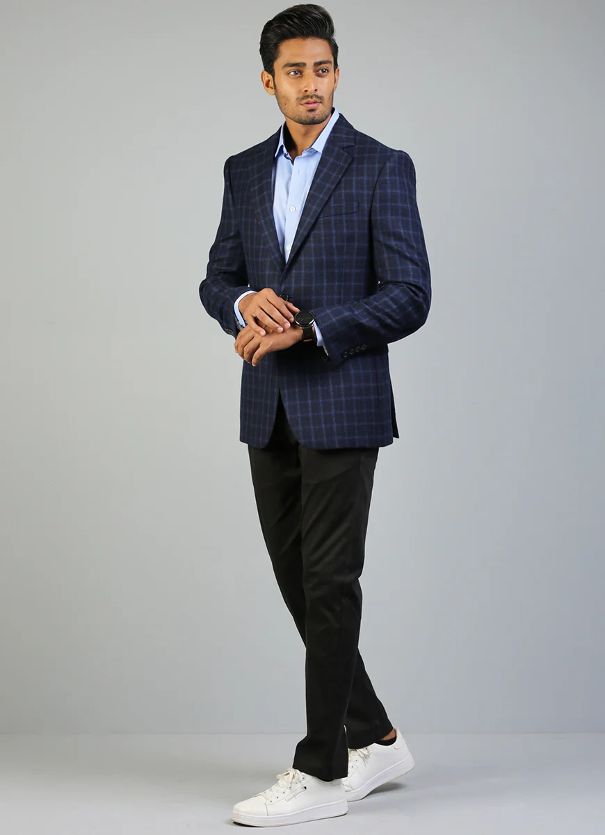 Blue Checks Worsted Tweed Classic Blazer - Image 2