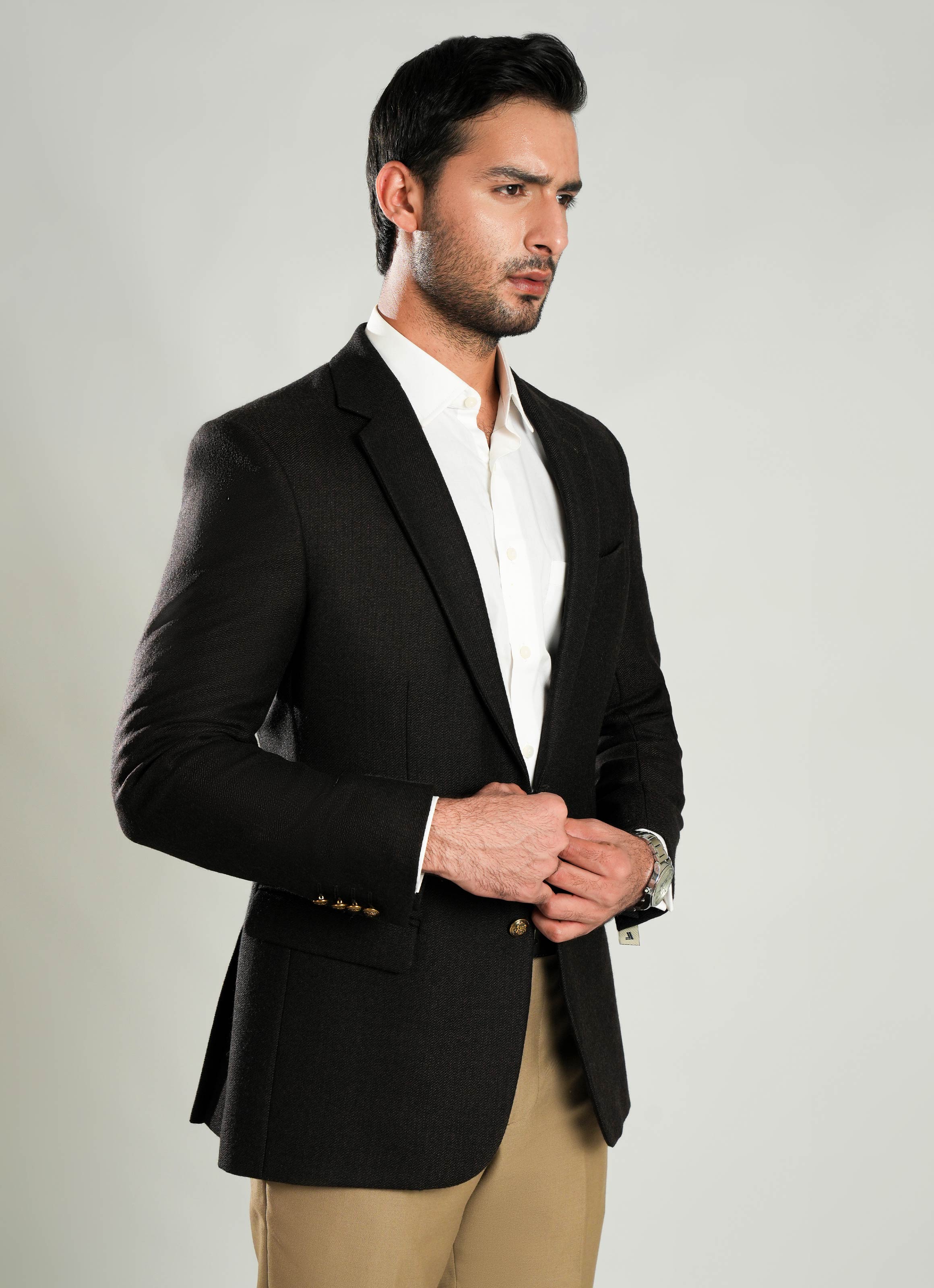 Brown Checks Worsted Tweed Classic Blazer