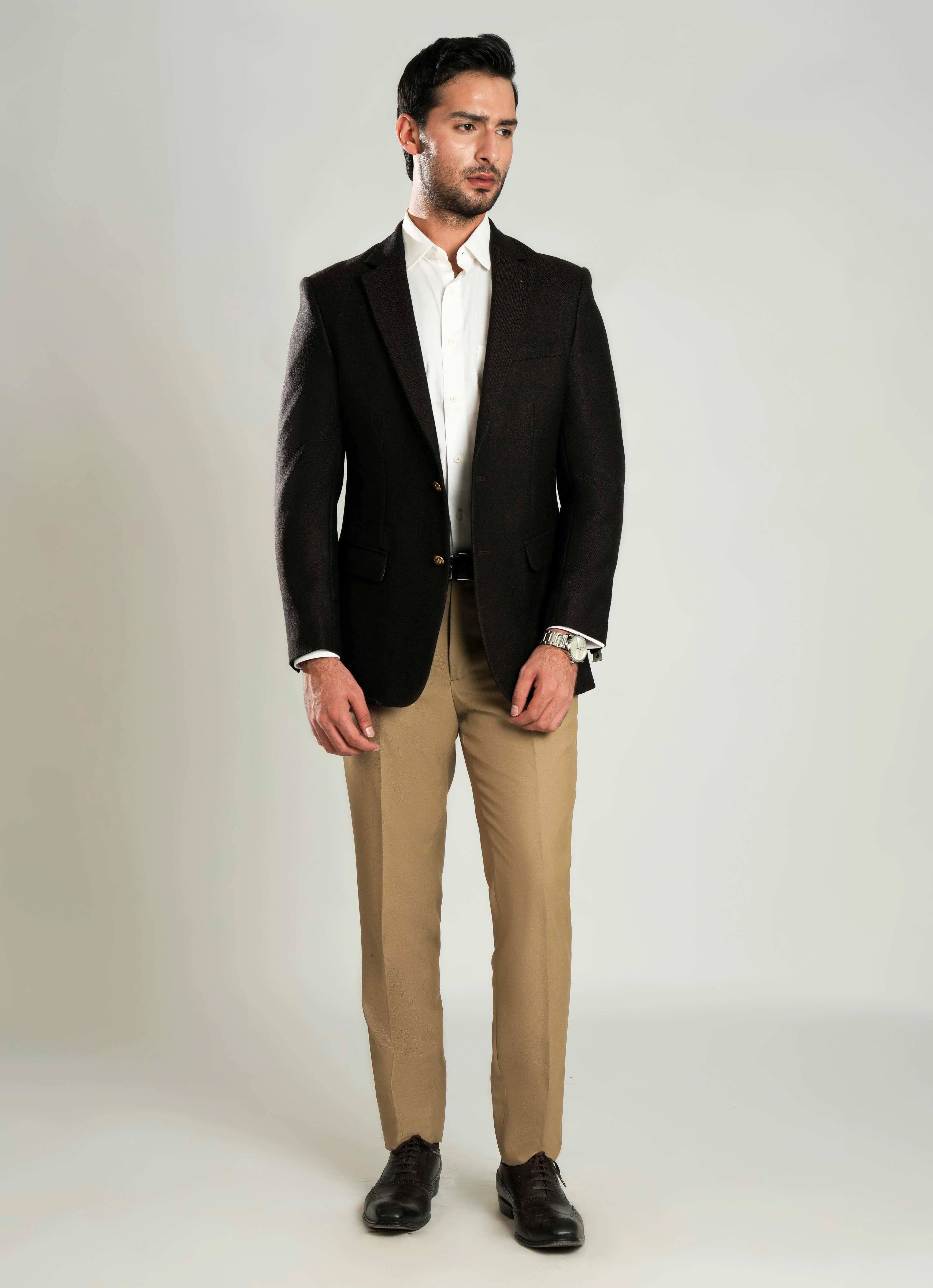 Brown Checks Worsted Tweed Classic Blazer - Image 3