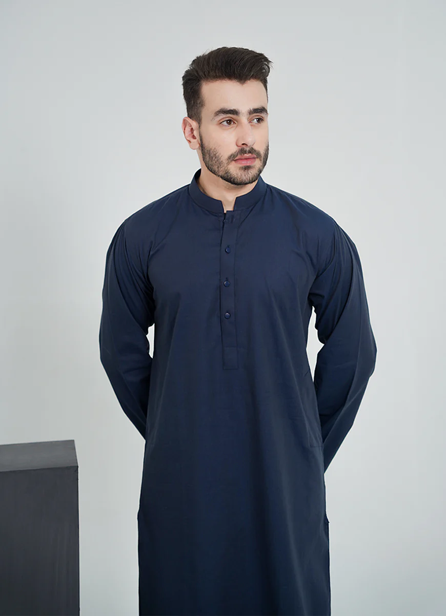 Kurta - Sensation Pima Cotton Blue Plain - Image 3