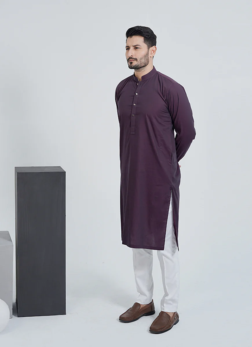 Kurta - Sensation Pima Cotton Wine Melange - Image 3