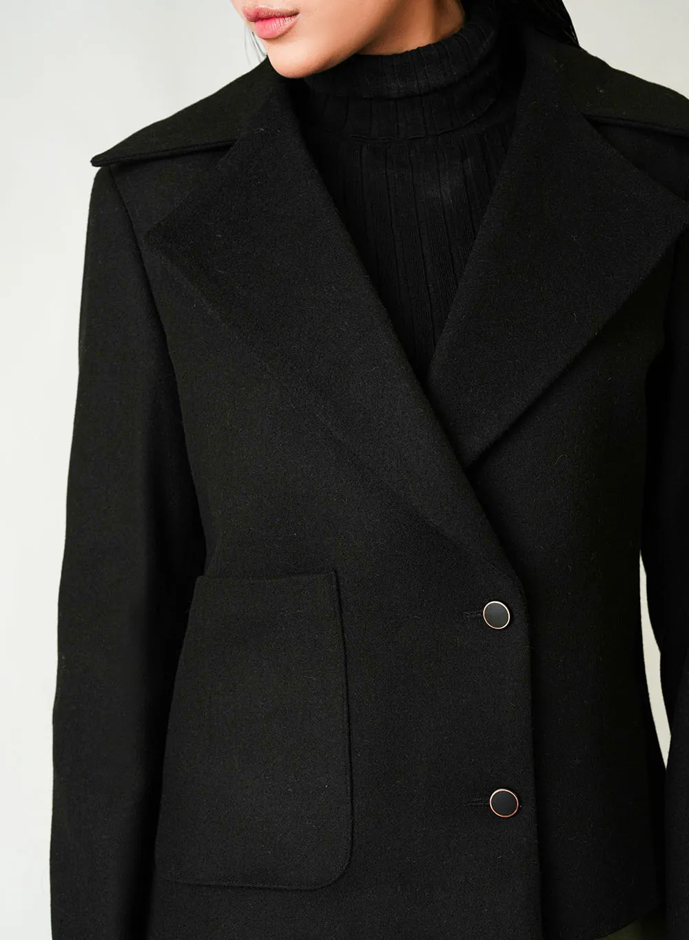 Classic Black Winter Jacket for Ladies - Poly Viscose - Image 3