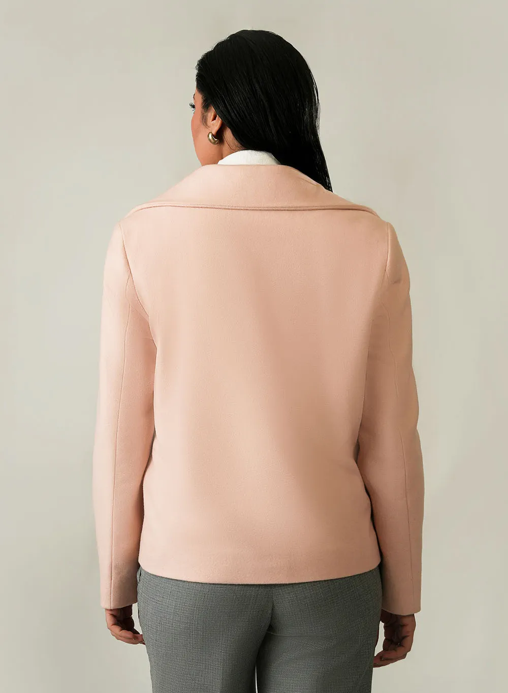 Soft Light Pink Plain Winter Jacket for Ladies - Image 4