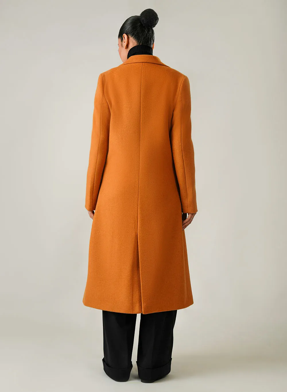 Orange Lapel Collar Long Winter Coat - Image 3