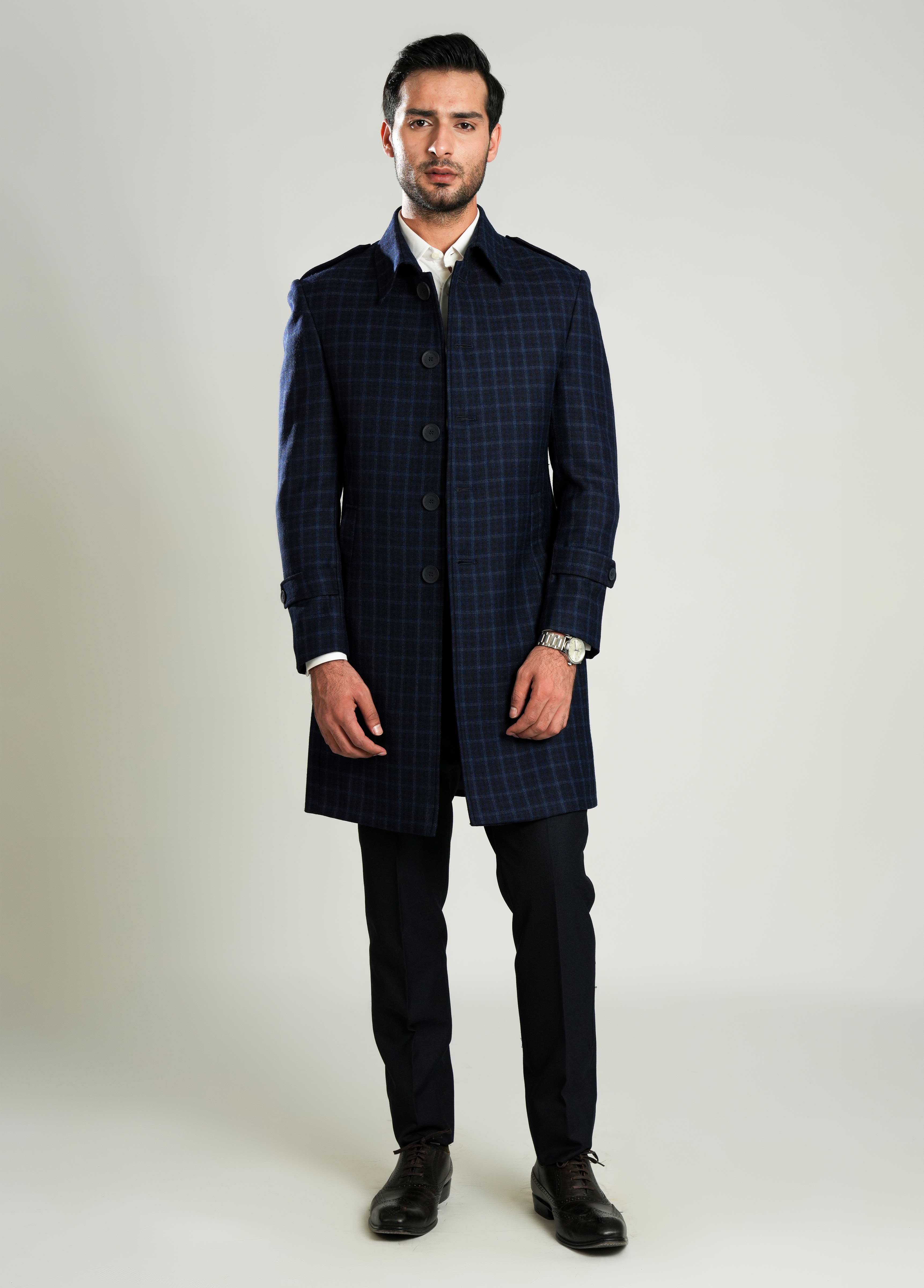 Wool-Rich Worsted Tweed Long Coat - Image 3