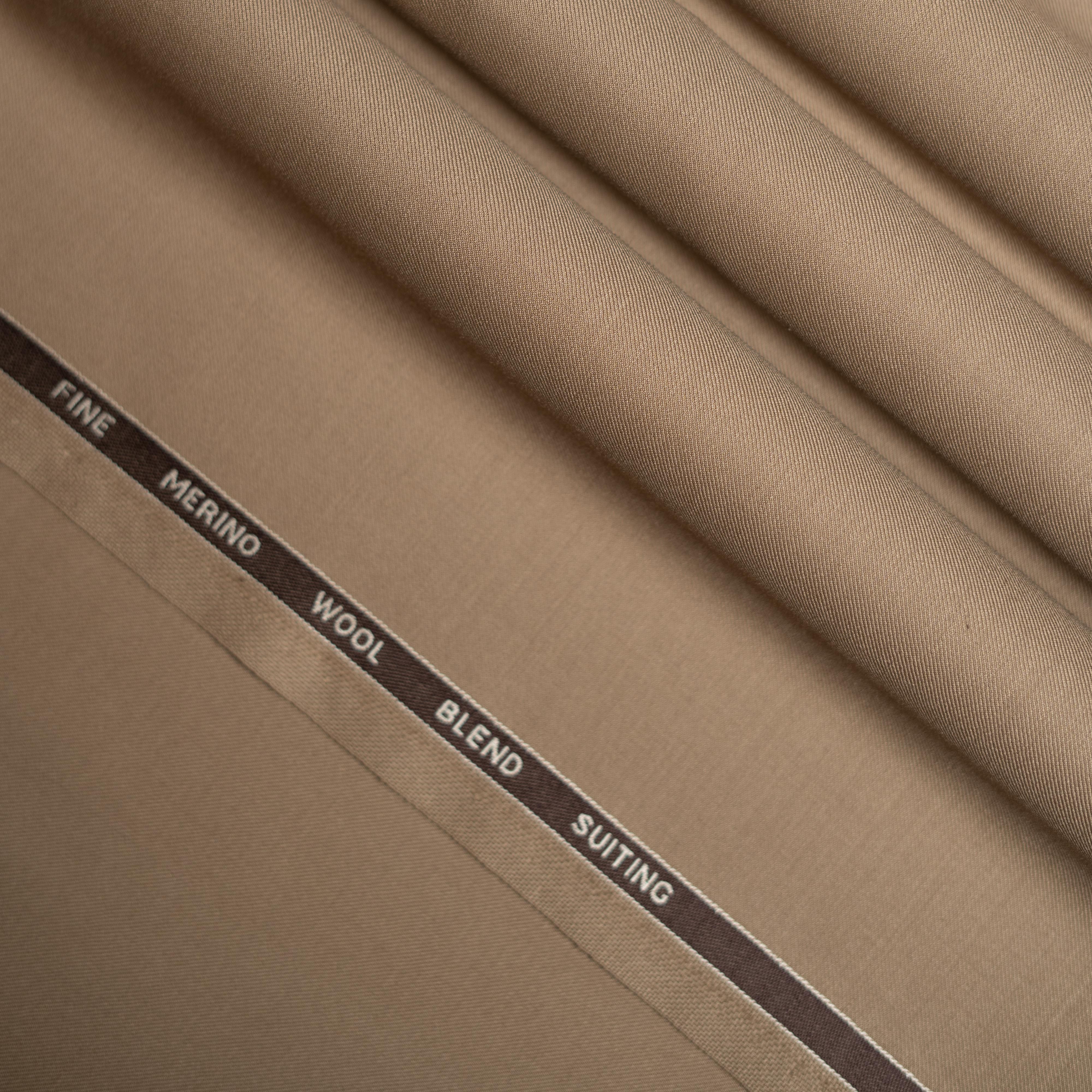 Sandy Brown Plain, Wool Blend, Tropical Exclusive Suiting Fabric - Image 2