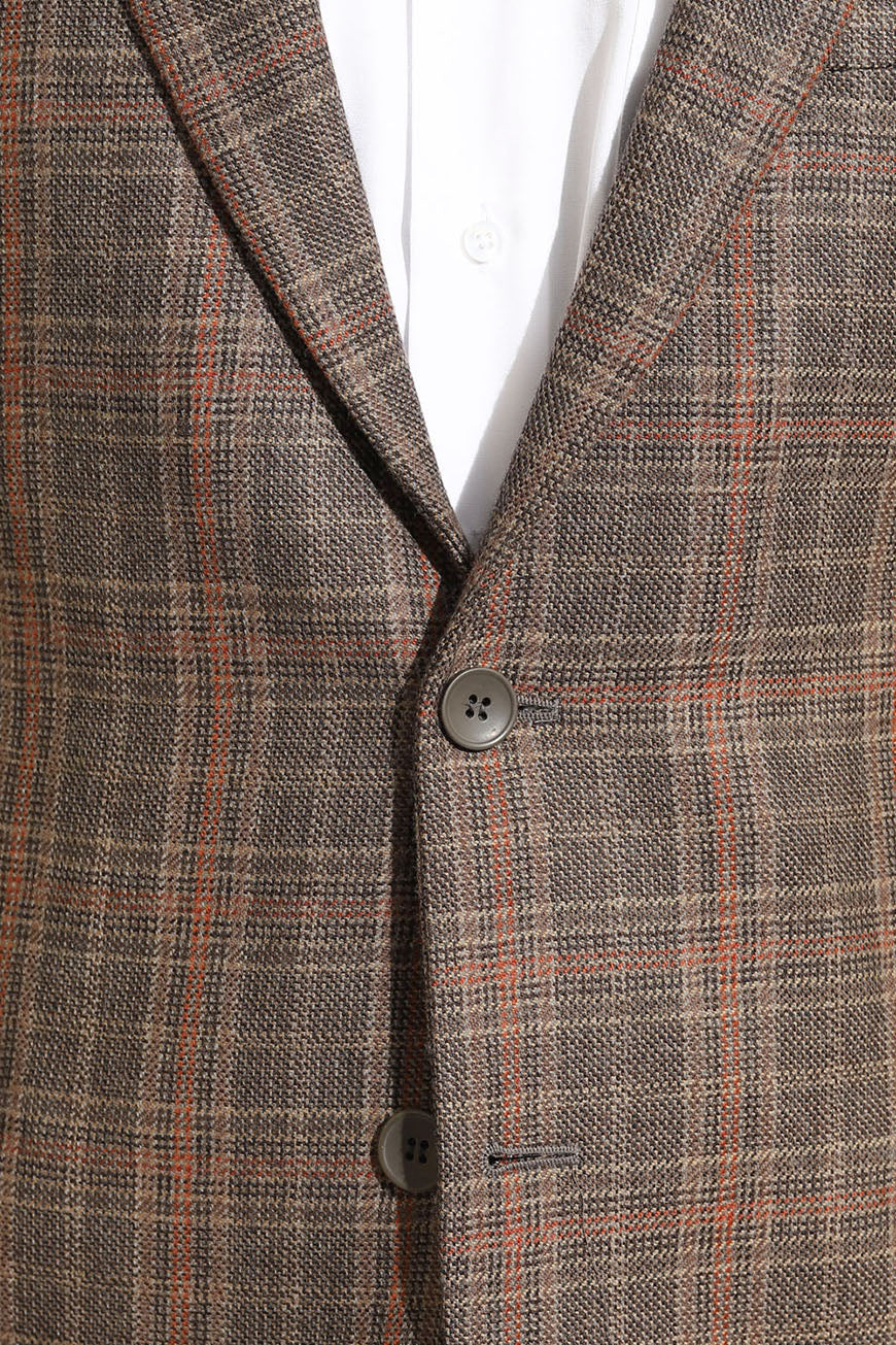 Brown Checkered Worsted Tweed Classic Blazer - Image 3