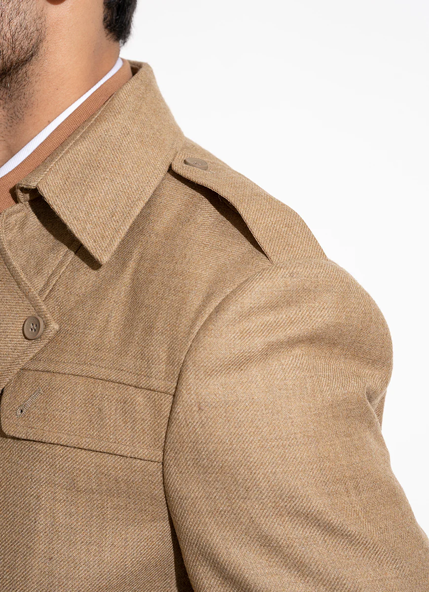 Double Jacket - Worsted Tweed Peanut Brown Plain - Image 2