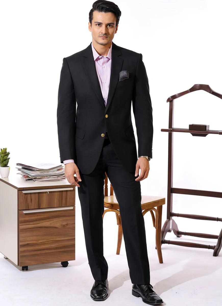 Black Plain Superior Serge Super 70's Classic Blazer - Image 2