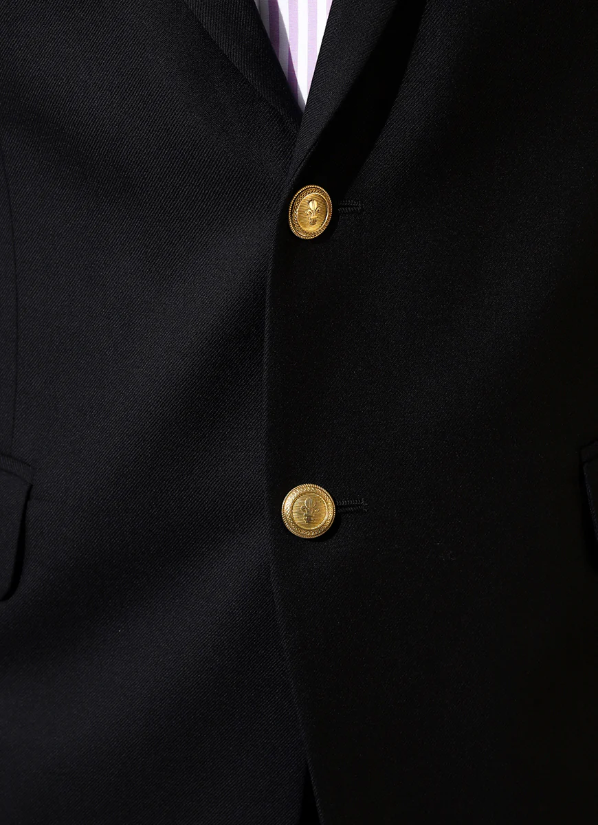 Black Plain Superior Serge Super 70's Classic Blazer - Image 3