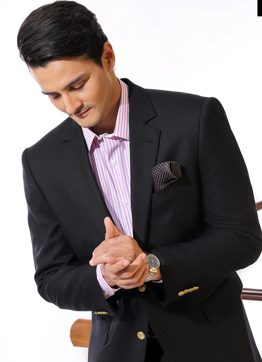 Black Plain Superior Serge Super 70's Classic Blazer - Image 4