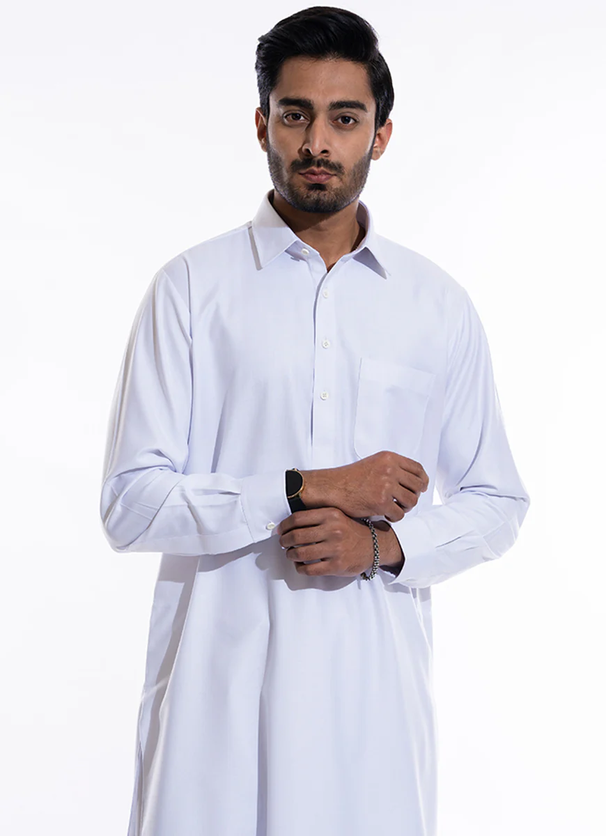 Shalwar Kameez - Salaar Prime White Solid - Image 2