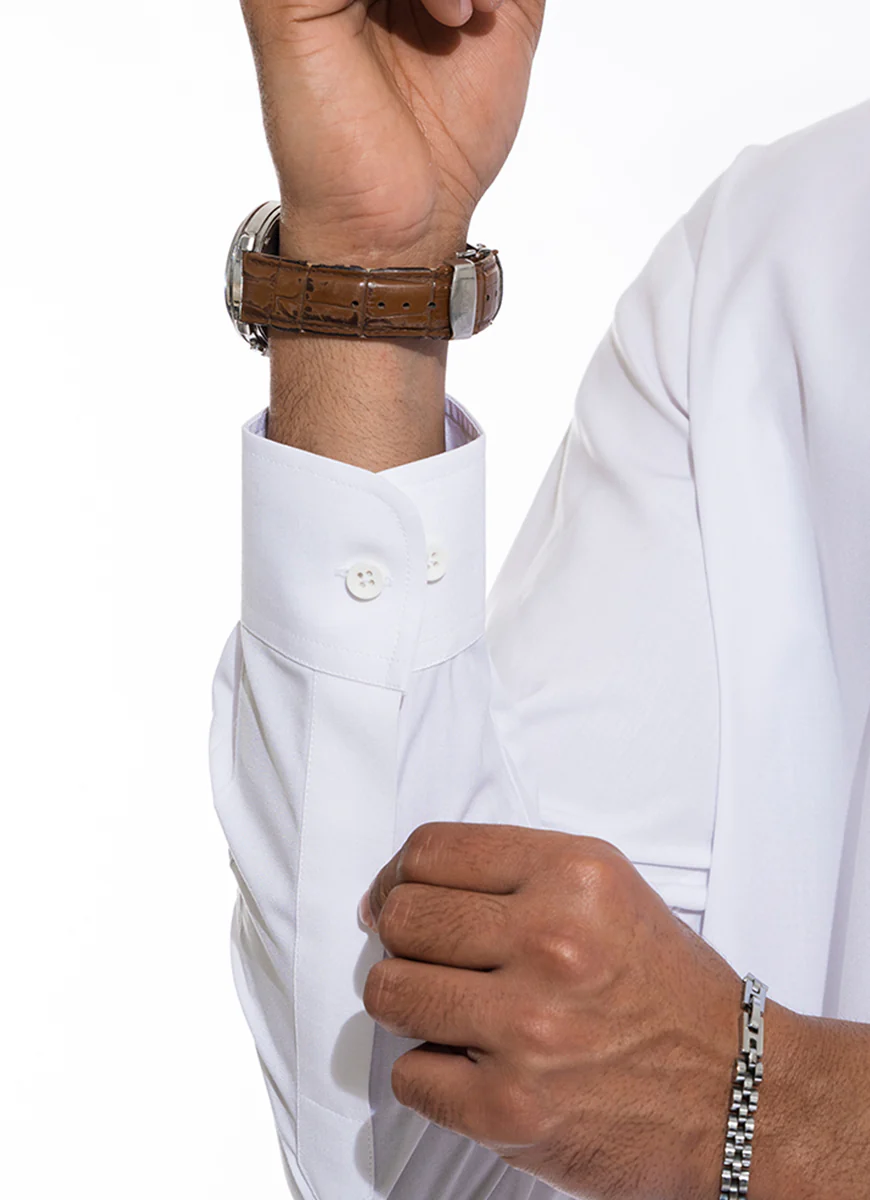 Plain White Poly Viscose, Kashghar Winter Shalwar Kameez - Image 4