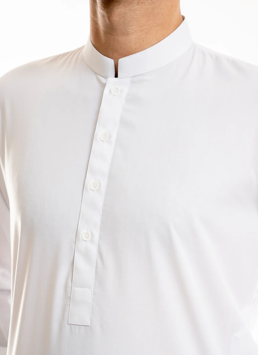 White Plain Delta Wash N Wear Shalwar Kameez Suit - Image 3