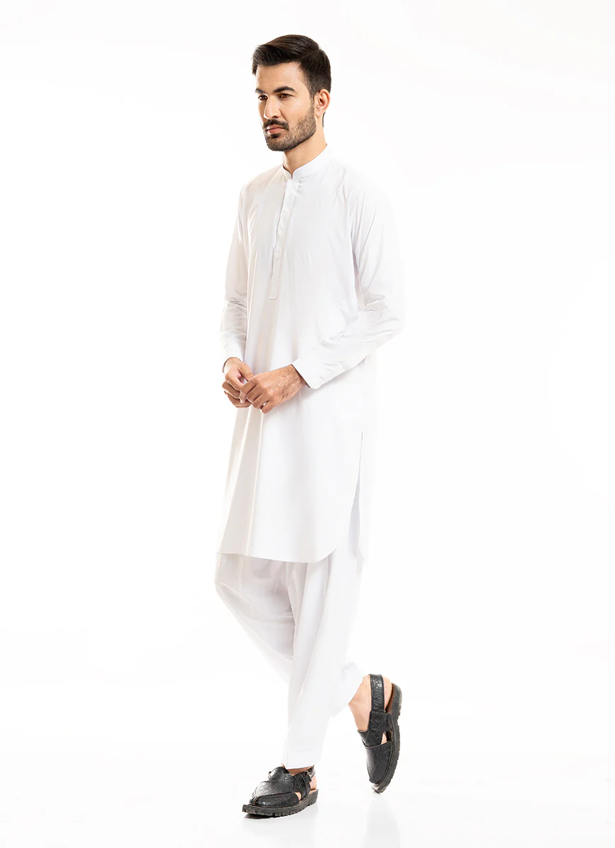 White Plain Delta Wash N Wear Shalwar Kameez Suit - Image 8