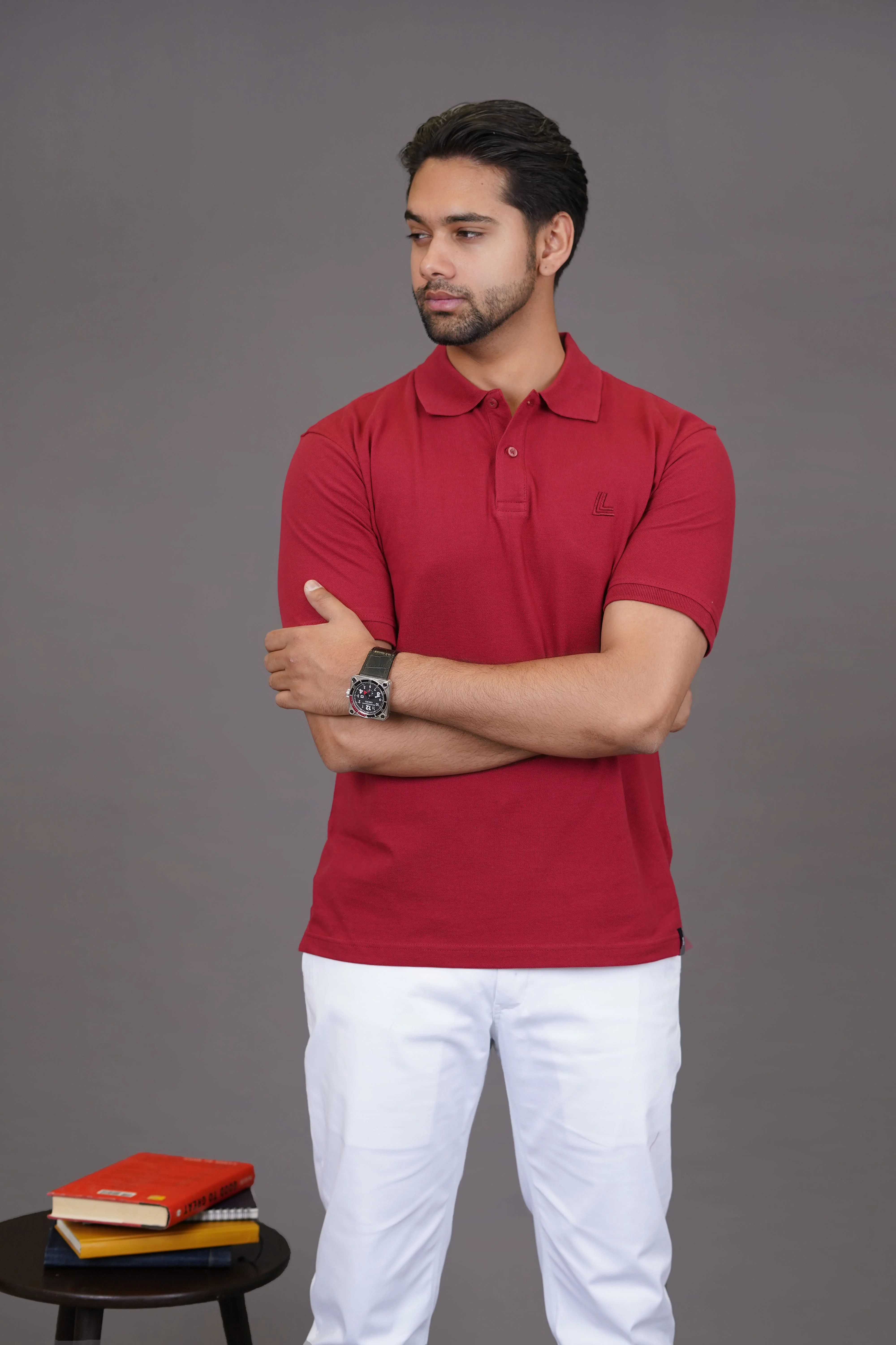 Polo Shirt - Maroon Design - Image 4