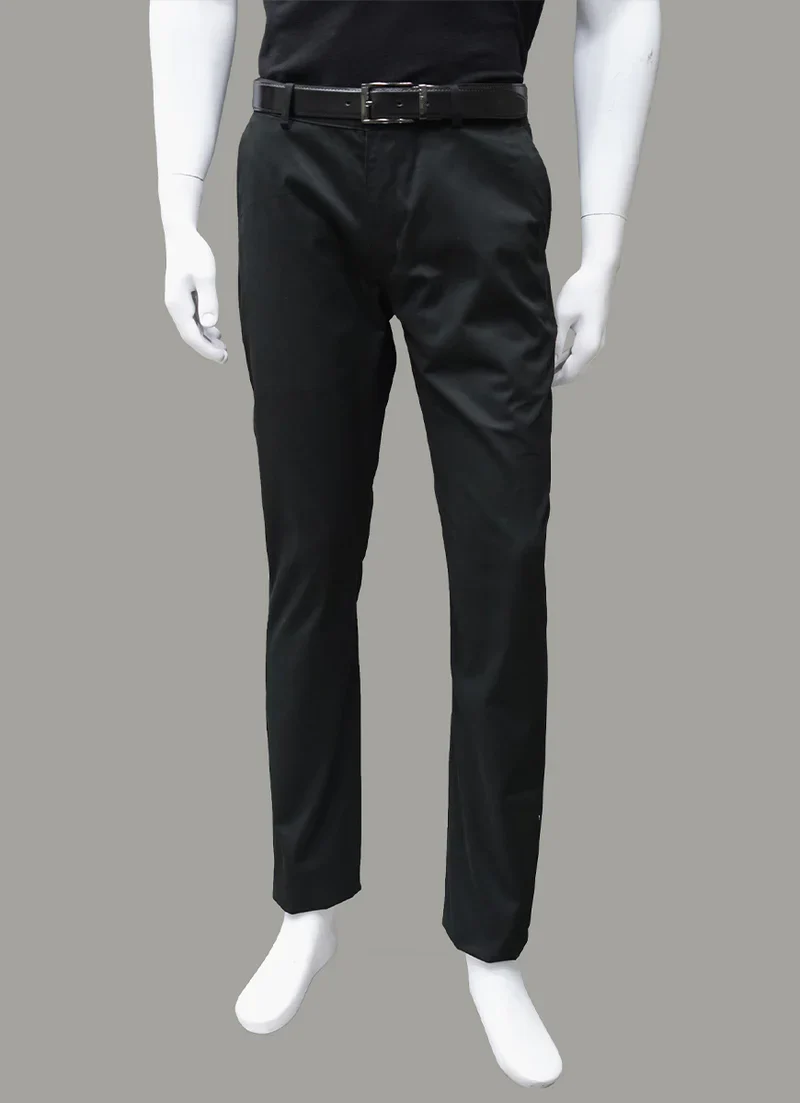 Summer Classic Cotton Pants Black Plain