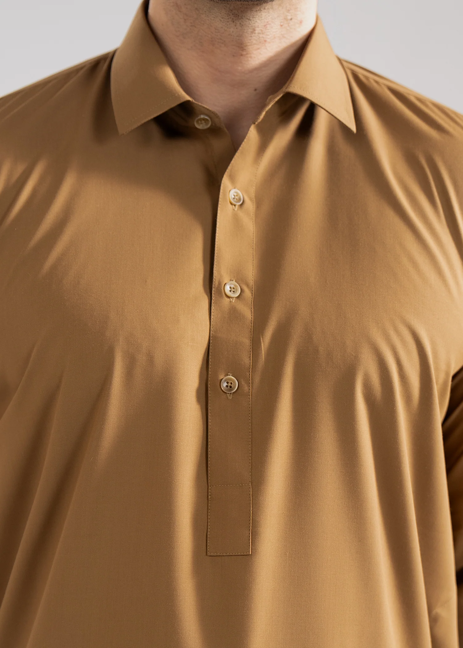 Shalwar Kameez - Cool Breeze Burnished Gold Plain - Image 2
