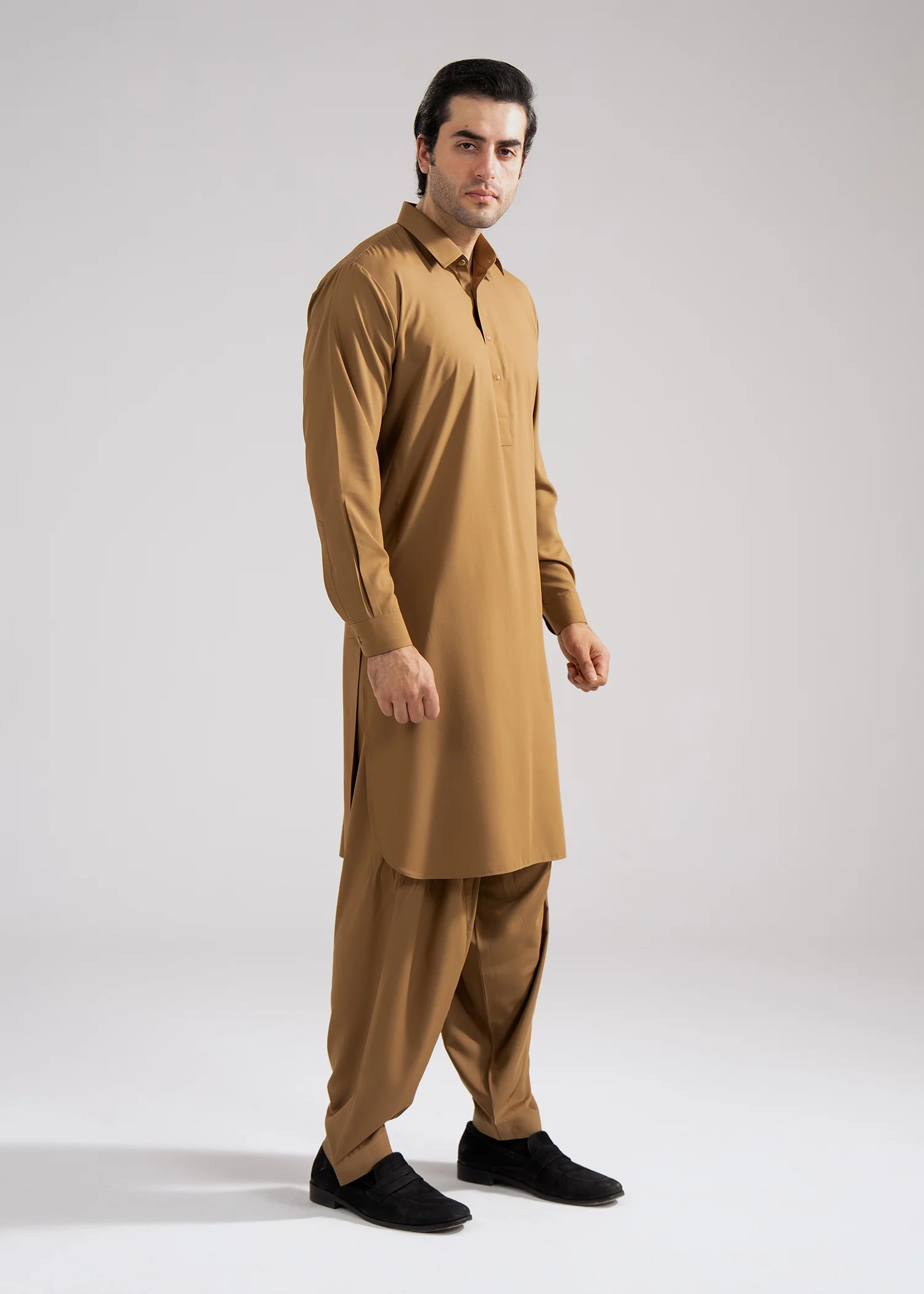 Shalwar Kameez - Cool Breeze Burnished Gold Plain - Image 3