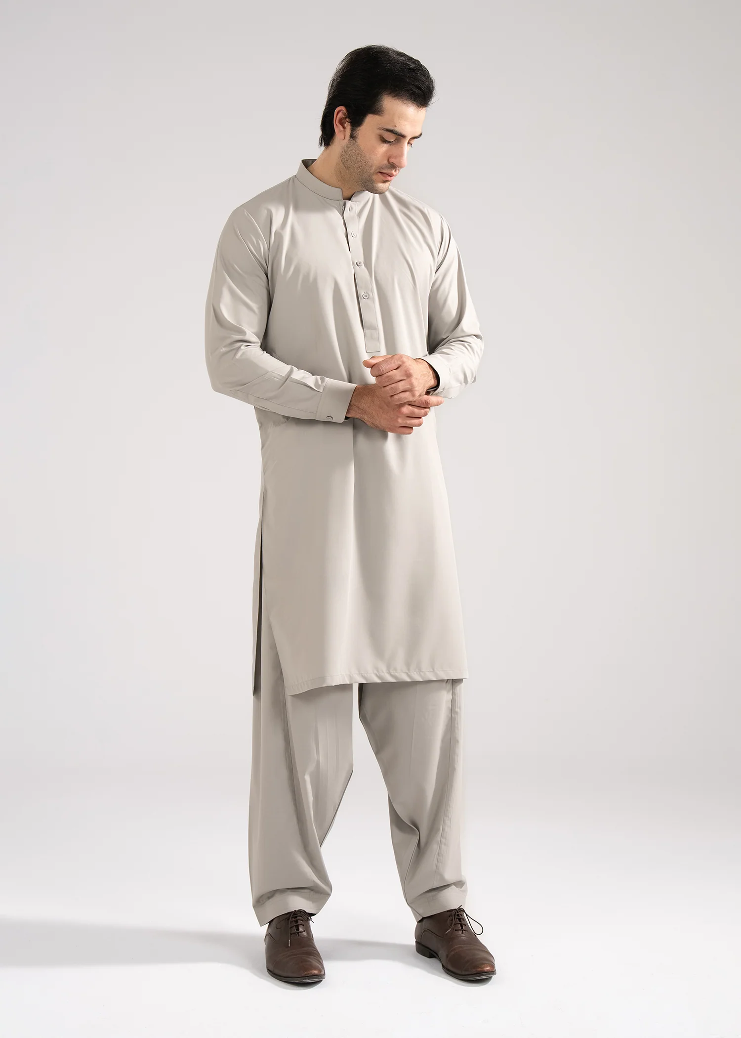 Shalwar Kameez - Cool Breeze irish mist Plain - Image 3