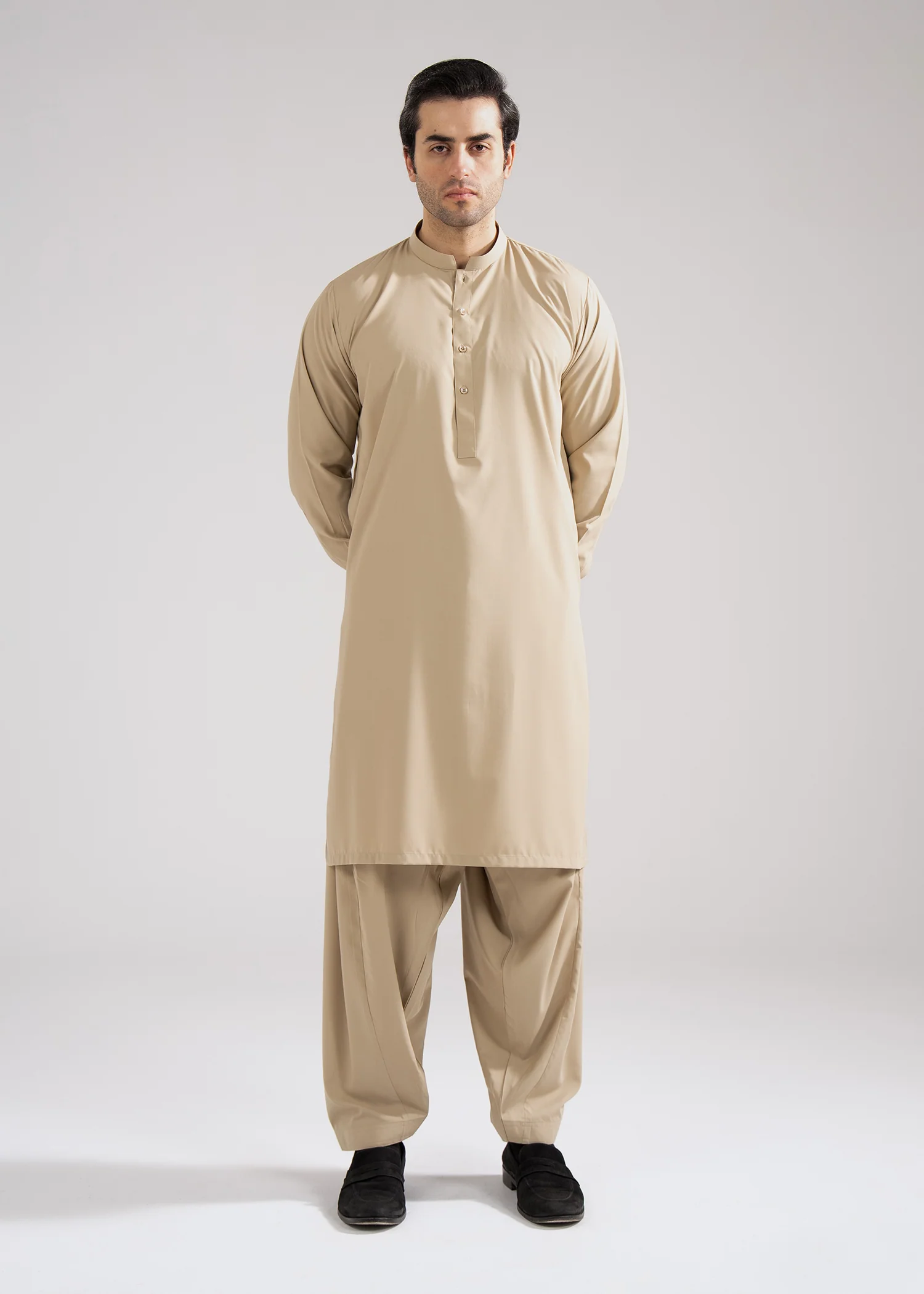 Shalwar Kameez - Cool Breeze Light Brown Plain