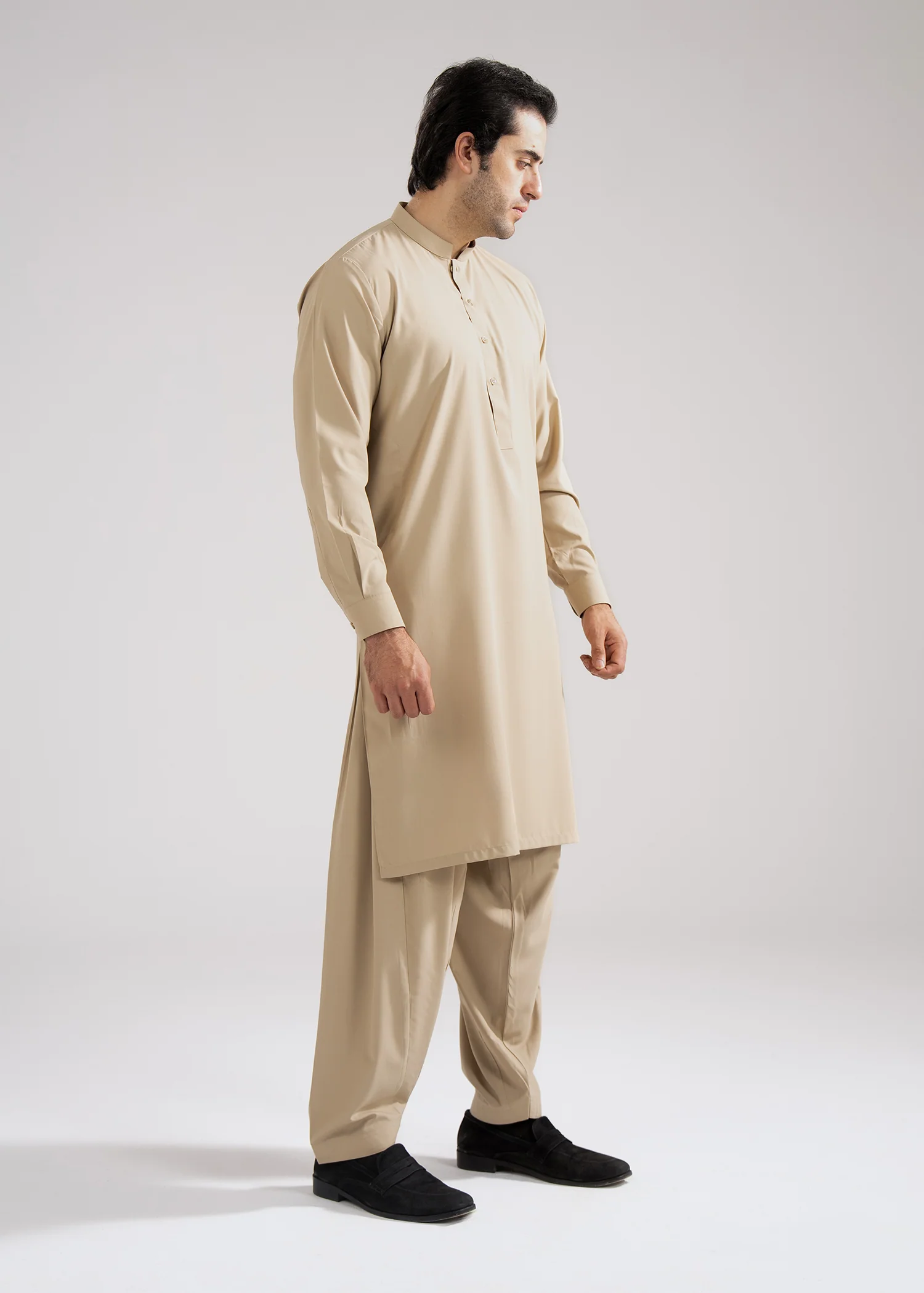 Shalwar Kameez - Cool Breeze Light Brown Plain - Image 3