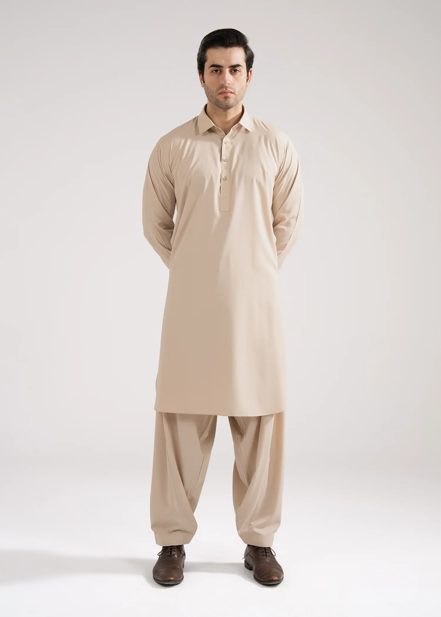 Shalwar Kameez - Cool Breeze Light Buff Plain